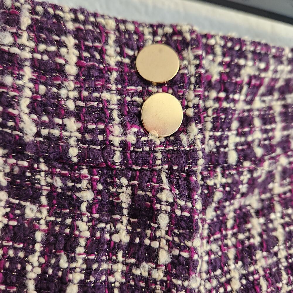 House of Harlow 1960 Women's Size Large Tweed Purple/White Plaid Shorts New - Picture 2 of 4